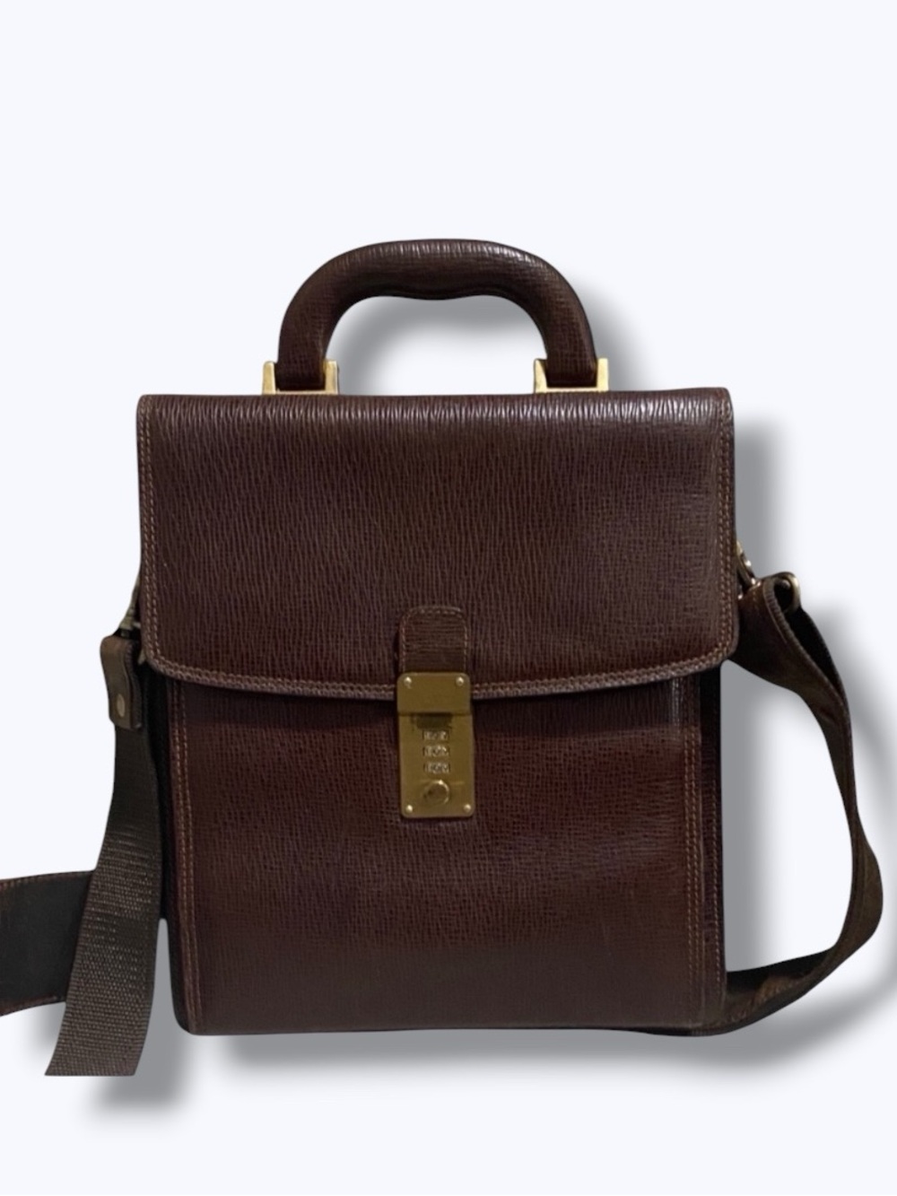Vintage Bally Leather Lock Briefcase Crossbody Bag Circa Late 60s Early 70s